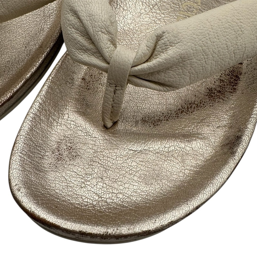 Pedro Garcia Anita "Onsen" Gold and Cream Leather Thong Sandals Size EU39/US9 - Picture 4 of 11